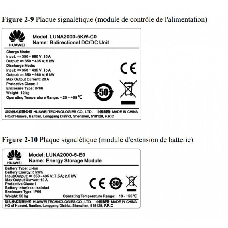 Huawei Batterie Luna 2000-5-E0 module de stockage 5 kW utile - Tension nominale 360V